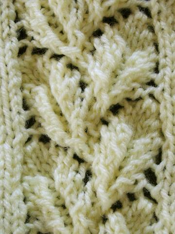 Yellow Lace Sweater, elm
leaves detail